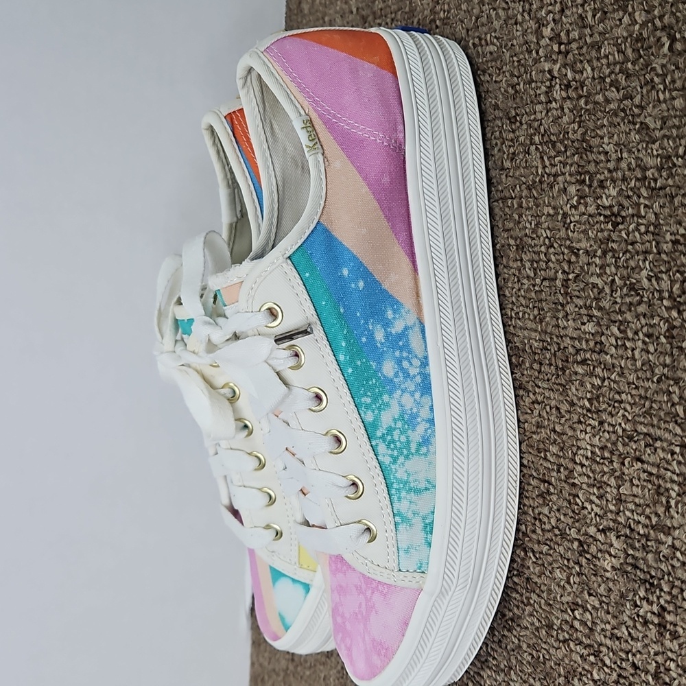 Keds × Kate Spade New York Triple Kick Rainbow Sneakers Sz 8 Womens Distressed - Picture 3 of 10